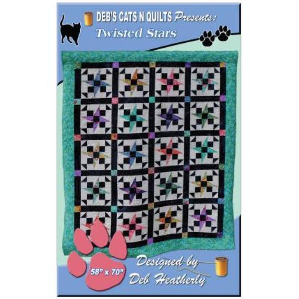 Twisted Stars Quilt Pattern by Deb Heatherly for Deb's Cats N Quilts