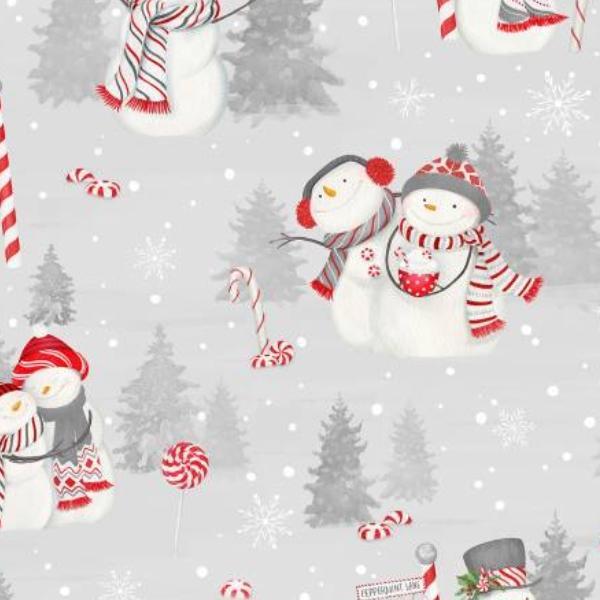 Frosty Merry Mints Scenic Snowmen Gray By Danielle Leone Collection For Wilmington