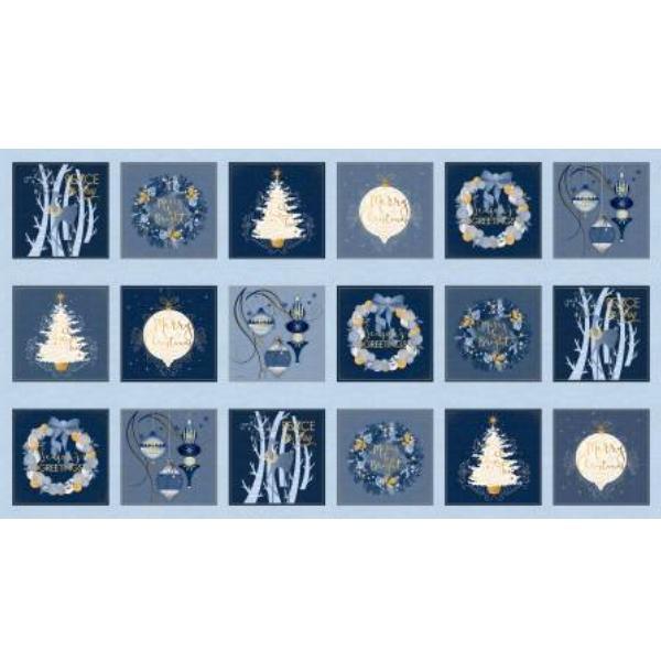 Christmas Shimmer Block Panel W Gold Metallic By Jennifer Ellory For P & B Textiles