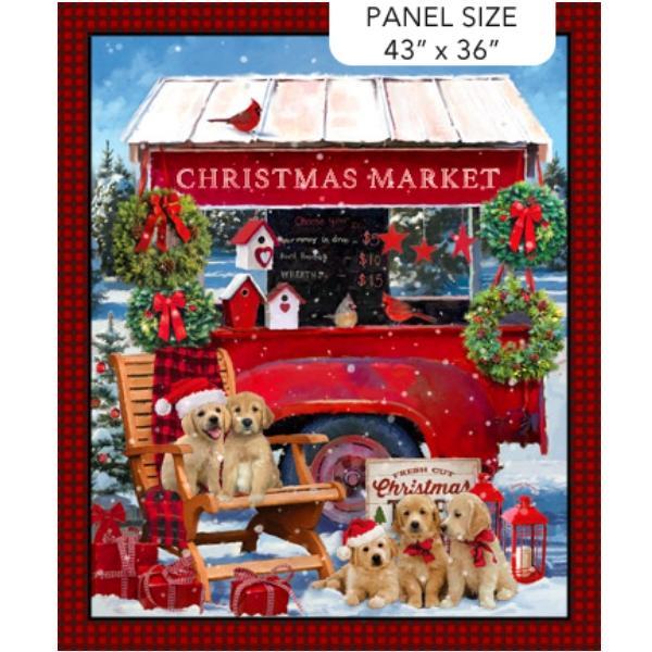 Golden Christmas Panel Red Multi By Jason Kirk For Northcott