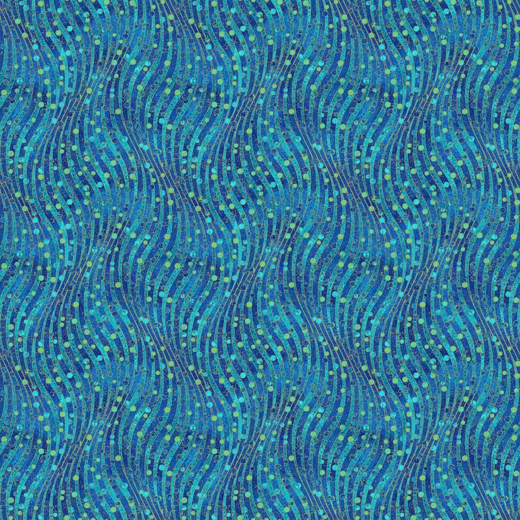 Shimmer Paradise Wave Texture Metallic Blue Multi By Deborah Edwards For Northcott