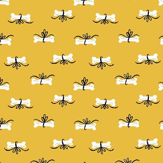 Furry And Bright Bones Yellow By Andover Fabrics