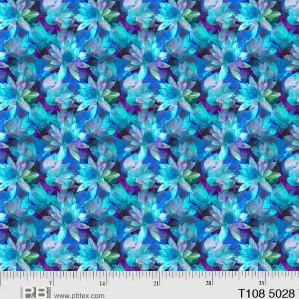 Translucence Floral Teal Blue 108" Wide Back From P & B Textiles