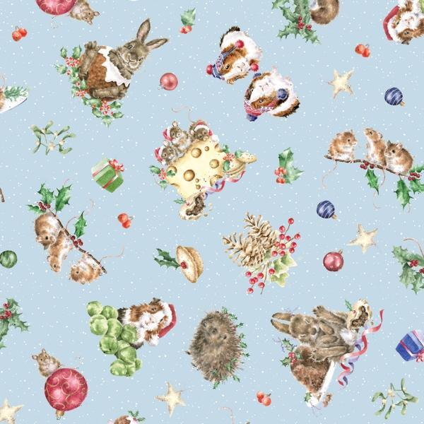 One Snowy Day Furry Friends Christmas Blue By Hannah Dale For Maywood Studio