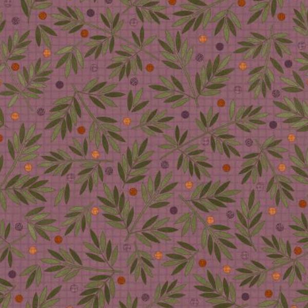 Autumn Harvest Leaf Berries Flannel Purple by Bonnie Sullivan for Maywood Studio