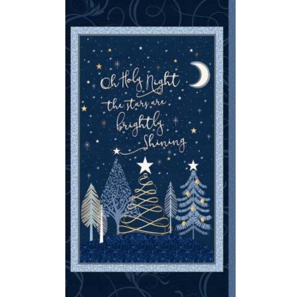 Christmas Shimmer Holy Night Panel W Gold Metallic By Jennifer Ellory For P & B Textiles