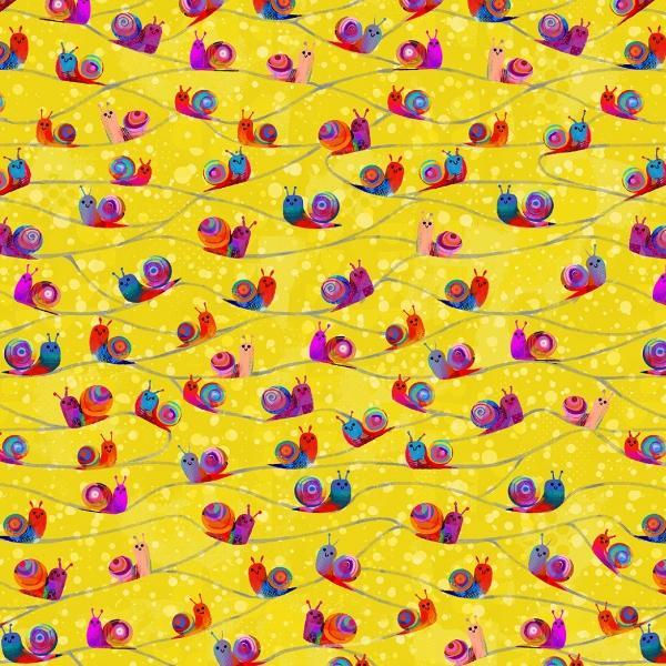 Catsville Snail Trail Lemon By Gareth Lucas For Windham Fabrics