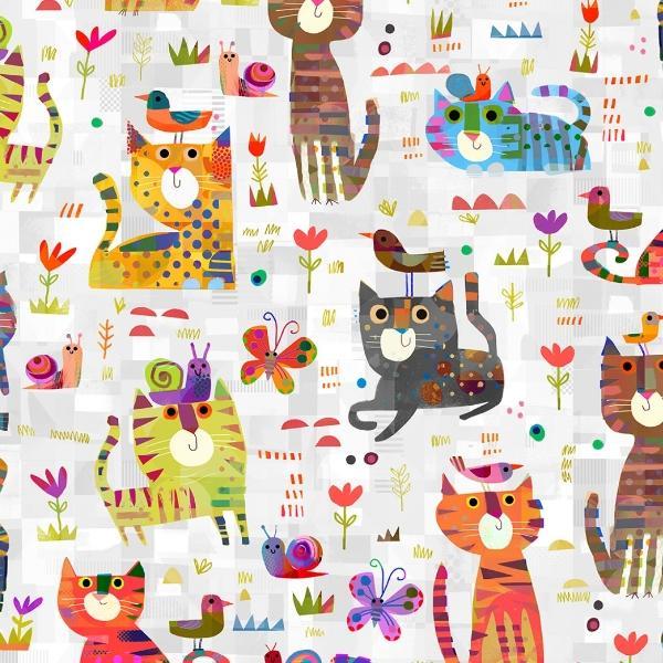 Catsville Animals Catsville Light by Gareth Lucas for Windham Fabrics