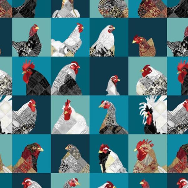 Zooming Chickens Blocks Animals Teal-Red By Timna Tarr For Studio E