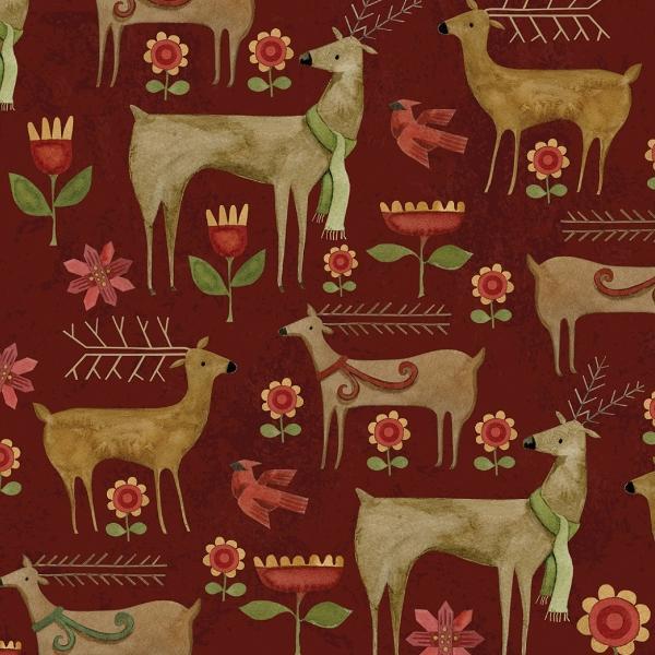 Kringle Garden Red By Teresa Kogut For Riley Blake