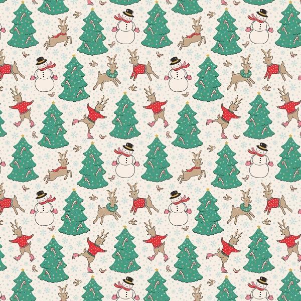 Oh What Fun Christmas Skating Deer Natural By Elea Lutz For Poppie Cotton