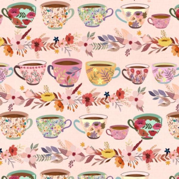 Autumn Friends Fall Mugs In Pink By Mia Charro For Free Spirit Fabrics