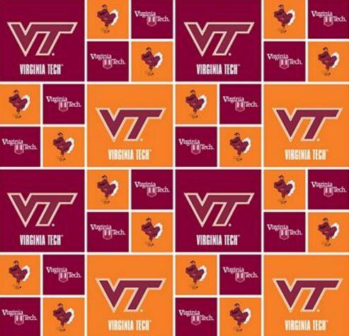 College Cotton Maroon And Orange Virginia Tech Block Logo From 