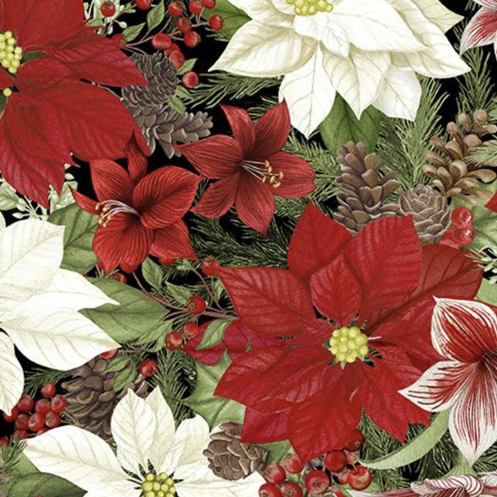 Tartan Holiday Black Packed Florals By Danielle Leone For Wilmington Prints