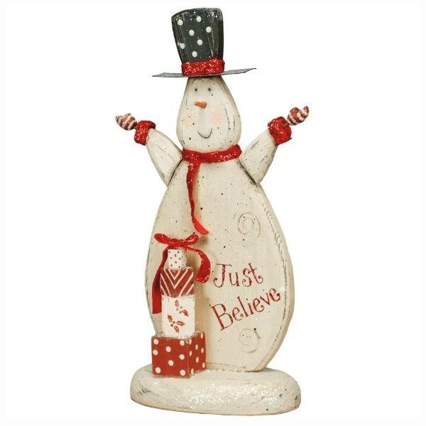 Just Believe Wooden Snowman By Dan Dipaolo For Primitives By Kathy 