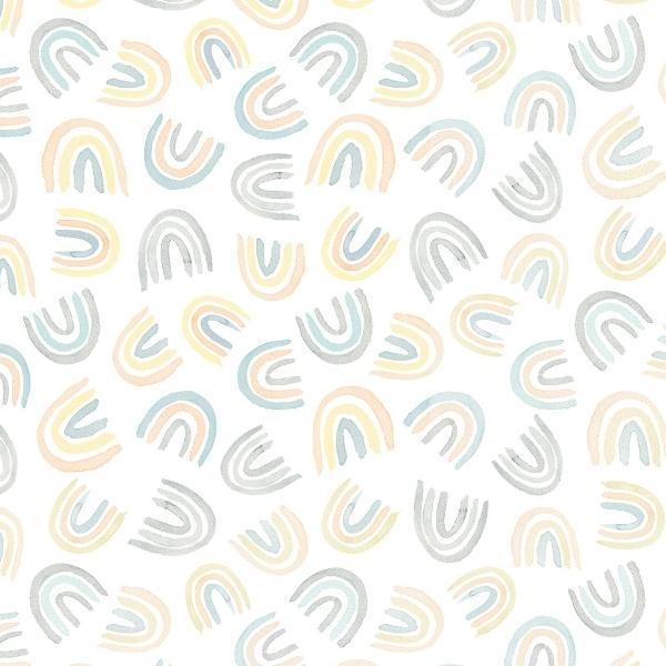 Bunny Love White Tossed Rainbows By Deane Beesley For P&B Textiles