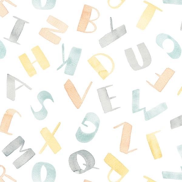 Bunny Love White Tossed Alphabet by Deane Beesley for P&B Textiles