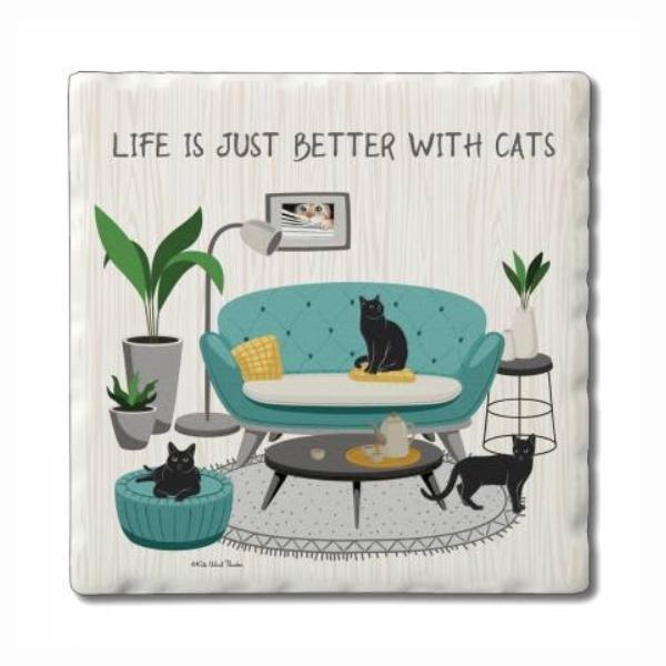 Life Is Just Better With Cats Coaster from Graphic Impressions