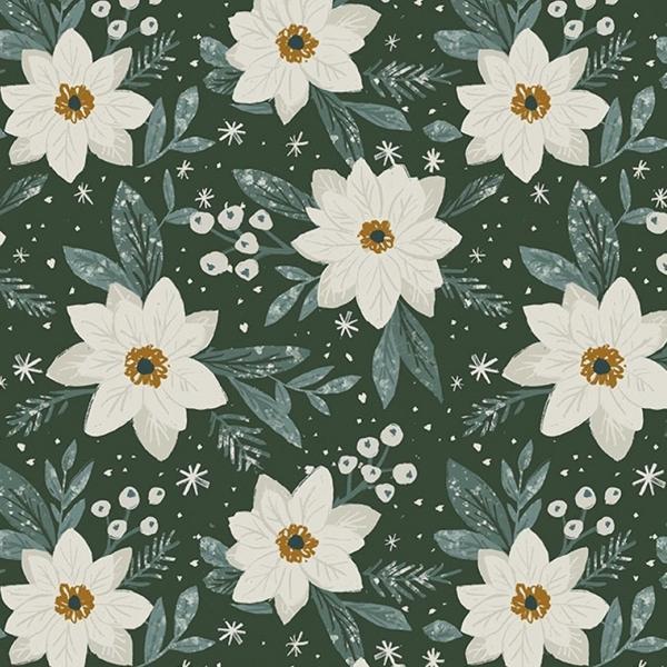 Best In Snow Holiday Floral By Clara Jean For Dear Stella