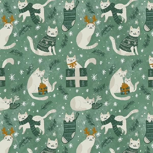 Best In Snow Holiday Cats Multi By Clara Jean For Dear Stella