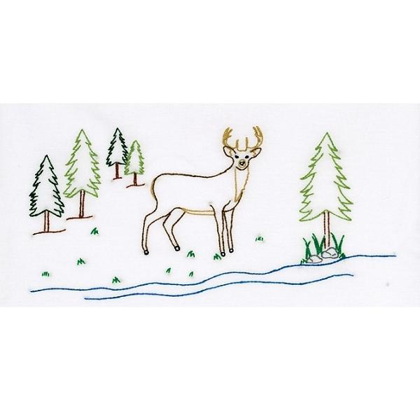 Perle Edge Pillowcase Deer Embroidery Pattern from Jack Dempsey Inc