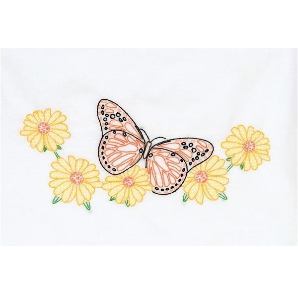 Perle Edge Butterfly Pillowcase Embroidery Kit From Jack Dempsey Inc