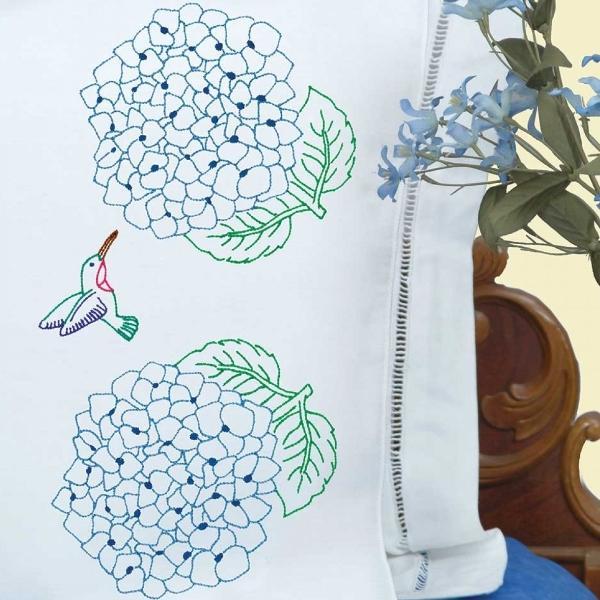 Perle Edge Pillowcases Hydrangeas From Jack Dempsey Inc