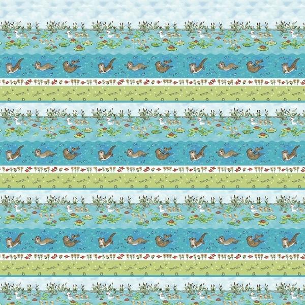 River Romp Stripe Teal By Sharon Kuplack For Henry Glass 