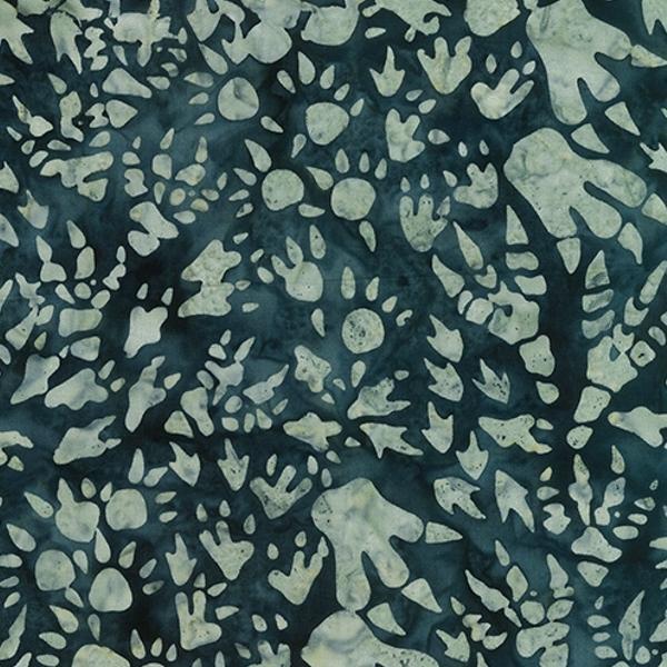 Dinosaurus Teal Footprints By Banyan Batiks Studio For Northcott Fabrics 