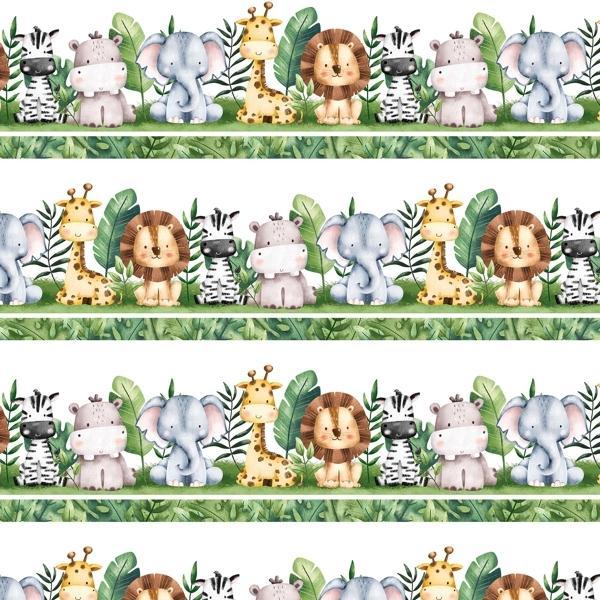 Wee Safari Border Stripe By Deborah Edwards For Northcott Fabrics 