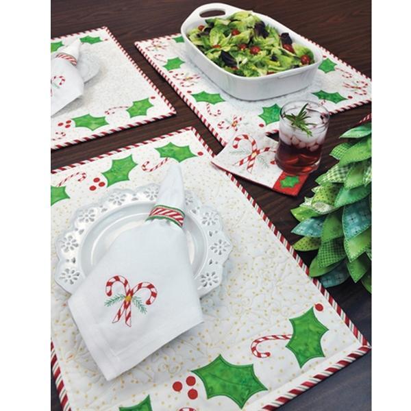 Candy Cane Holiday Holly Placemats Kit