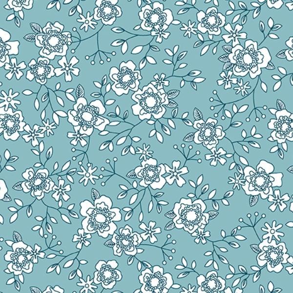 Wander Lane Two Winter Rose Teal By Nancy Halvorsen For Benartex 