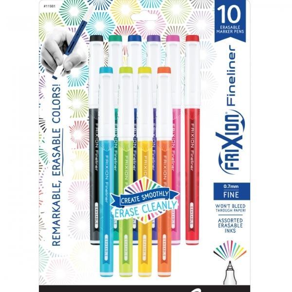 Frixion Fineliner 10Pk Assortment Erasable Pens 