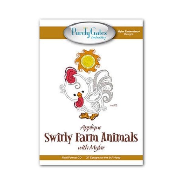 Applique Swirly Farm Animals Embroidery Cd Pattern From Purely Gates