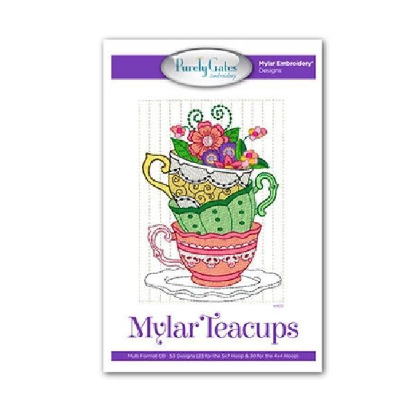 Mylar Teacups Embroidery Cd Pattern From Purely Gates