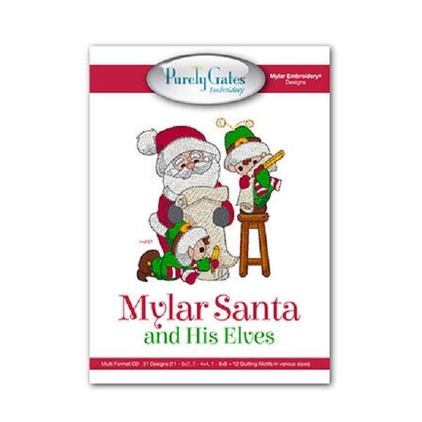 Mylar Santa & His Elves Embroidery Cd Pattern From Purely Gates