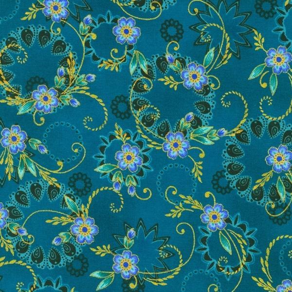 Jaikumari Teal Swirl By Studio Rk For Robert Kaufman 