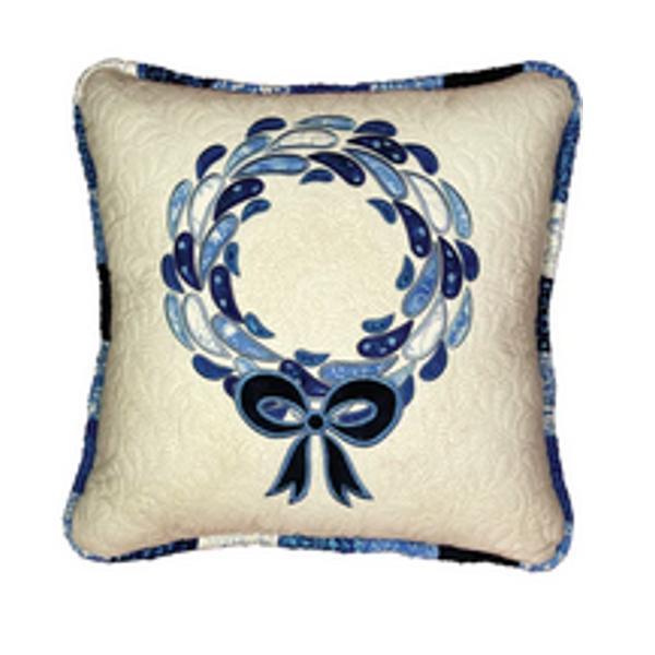 Wreath For All Seasons Blue Machine Embroidery  Kit 