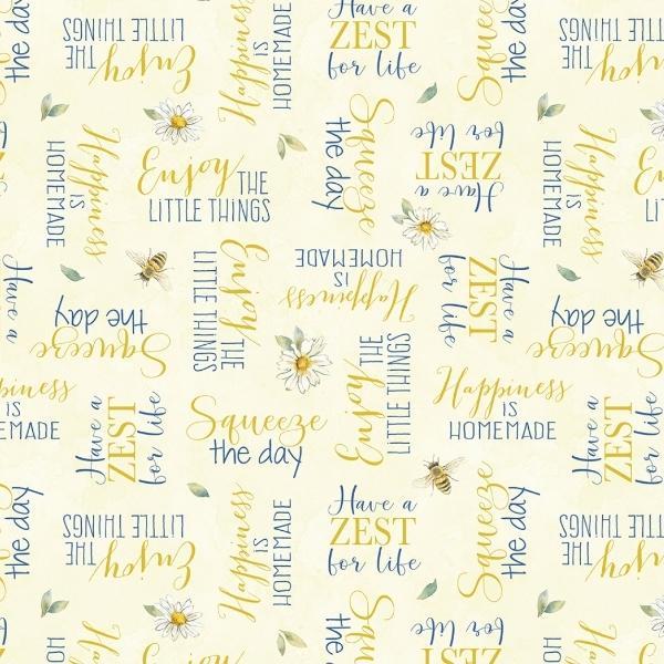 Zest For Life Yellow Word Toss By Cynthia Coulter For Wilmington Prints