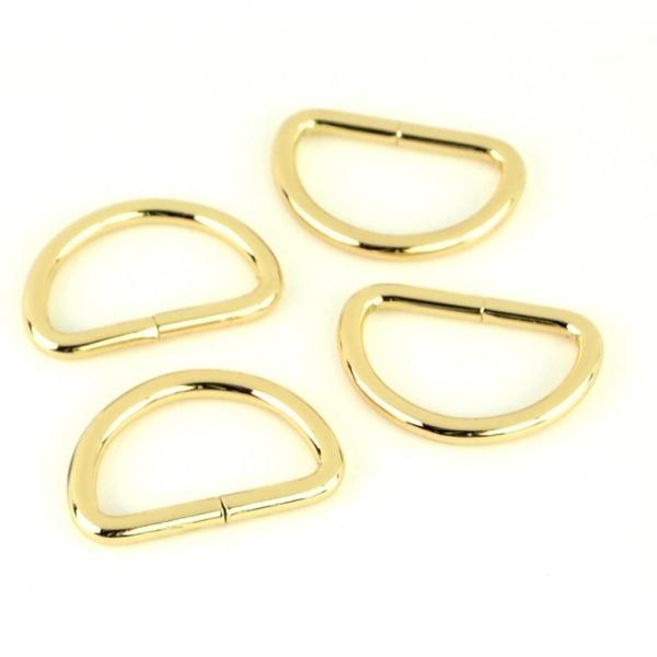 Four D-Rings 1 Inch in Gold