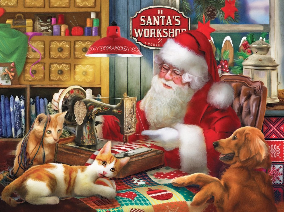 Santa's Quilting Workshop 1000 Piece  Jigsaw Puzzle