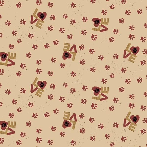 Purrfection Paw Prints Red by Dan DiPaolo for Clothworks 