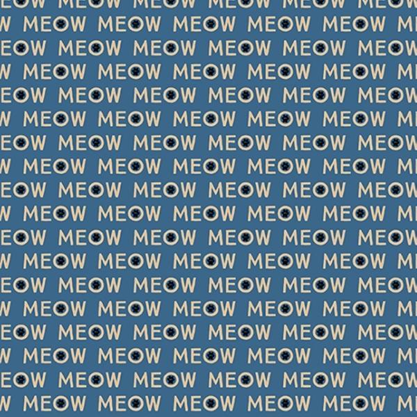 Purrfection Blue Meows By Dan Dipaolo For Clothworks 