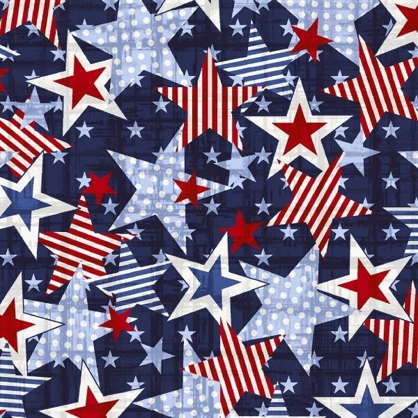 Red, White And Starry Blue Too Patrotic Stars By Chelsea Design Works For Studio E Fabrics 