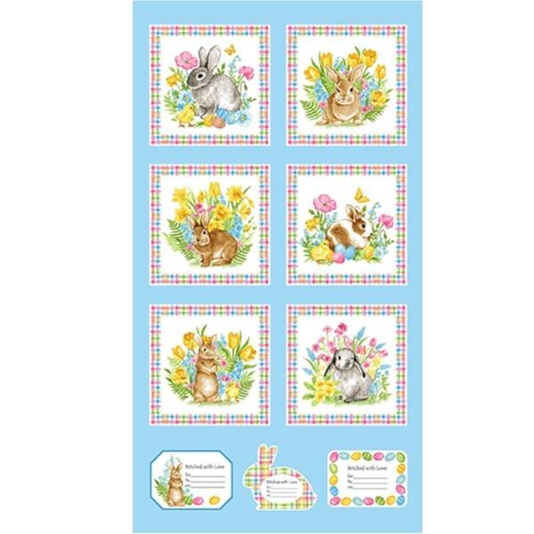 Spring Is Hare Light Blue Bunny Panel By Studioevav For Blank Quilting 