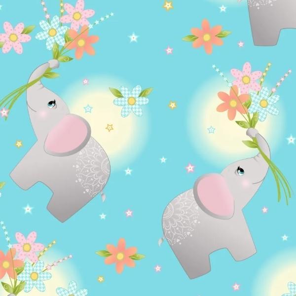 Wee Ones Blue Elephants From Oasis Fabrics 