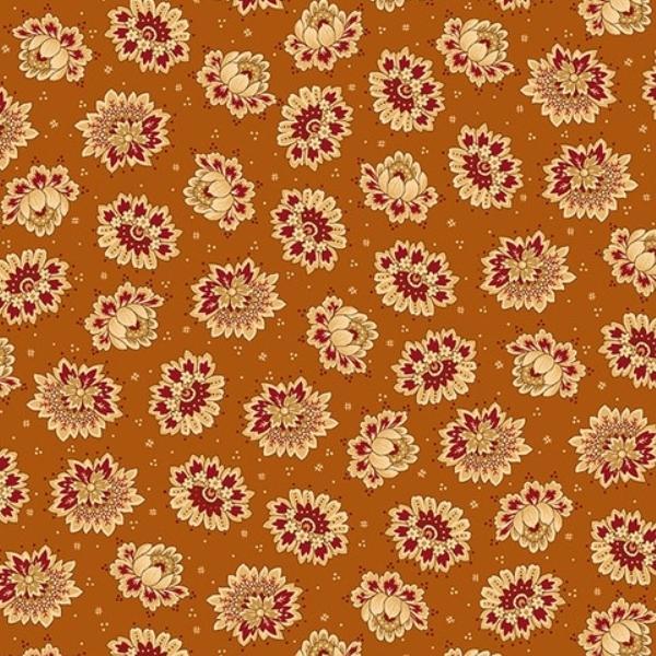 Quiet Grace Tossed Blossoms Orange By Kim Diehl For Henry Glass 