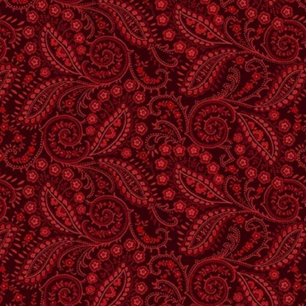 Quiet Grace Swirled Paisley Cranberry By Kim Diehl For Henry Glass 