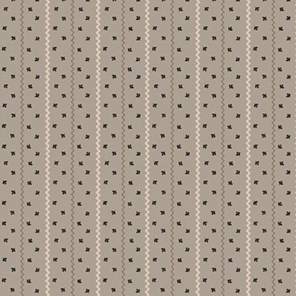 Quiet Grace Sprigged Stripe Gray By Kim Diehl For Henry Glass