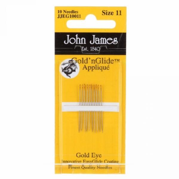 John James Gold'N Glide Applique Needles Size 11 10Ct